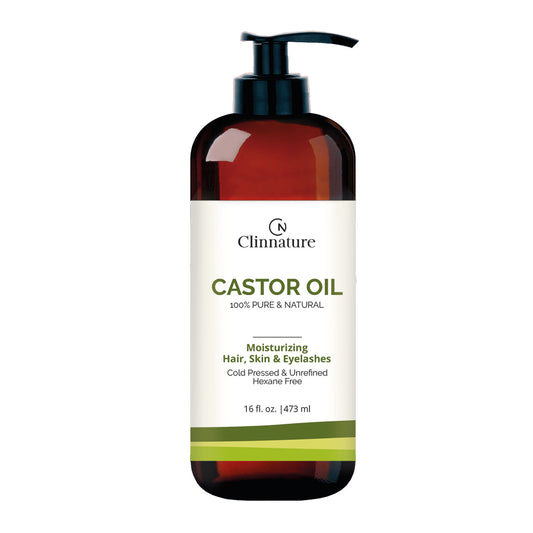 Clinnature Castor Oil 100% Pure & Natural | Cold Pressed & Hexane-Free - Promotes Growth Eyelashes, Eyebrows, Hair.