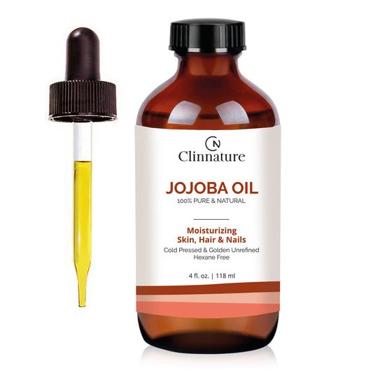 Clinnature Jojoba Golden Oil 100% Pure & Natural | Cold Pressed | Hexane-Free | For Hair & Skin & Nails, Dermaplaning & Anti-aging